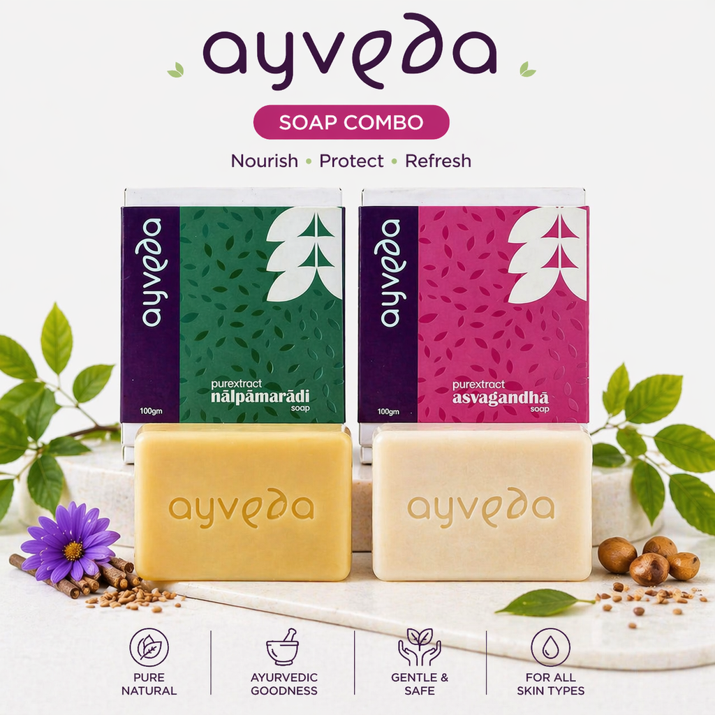 Ayveda Purextract Aśvagandhā & Nālpāmarādi Soap Combo (2x100g)